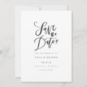 Elegant Script Zwart en Wit Save the Date (Voorkant)