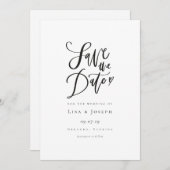 Elegant Script Zwart en Wit Save the Date (Voorkant / Achterkant)