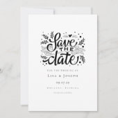 Elegant Script Zwart en Wit Save the Date (Voorkant)