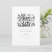 Elegant Script Zwart en Wit Save the Date (Staand voorkant)