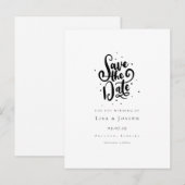 Elegant Script Zwart en Wit Save the Date Aankondigingskaart (Voorkant / Achterkant)