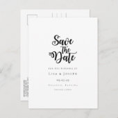Elegant Script Zwart en Wit Save the Date Aankondigingskaart (Voorkant / Achterkant)
