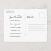 Elegant Script Zwart en Wit Save the Date Aankondigingskaart (Achterkant)