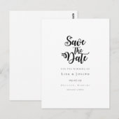 Elegant Script Zwart en Wit Save the Date Briefkaart (Voorkant / Achterkant)
