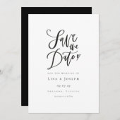Elegant Script Zwart en Wit Save the Date Kaart (Voorkant / Achterkant)