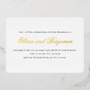 Elegant Script Zwart Formeel Oefendiner Goud Folie Uitnodiging