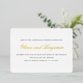 Elegant Script Zwart Formeel Oefendiner Goud Folie Uitnodiging (Staand Voorkant)