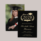 Elegant Script Zwart Foto Goud College Afstuderen Aankondiging
