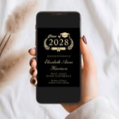 Elegant Script Zwart Foto Goud College Afstuderen Aankondiging