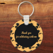 Elegant Script Zwart & Geel afstuderen Favorieten Sleutelhanger (Achterkant)