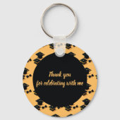 Elegant Script Zwart & Geel afstuderen Favorieten Sleutelhanger (Achterkant)