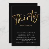 Elegant Script Zwart Goud 30e Verjaardag Kaart (Voorkant / Achterkant)
