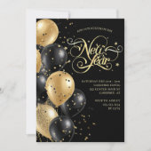 Elegant script zwart goud oudejaarsavond kaart (Voorkant)