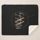 Elegant script zwart gouden monogram sherpa deken (Voorkant (horizontaal))
