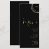 Elegant Script Zwart Gouden Ronde Trouwmenu Menu (Voorkant / Achterkant)