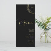 Elegant Script Zwart Gouden Ronde Trouwmenu Menu (Staand voorkant)