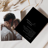 Elegant script | Zwart monogram Fotobruiloft Kaart