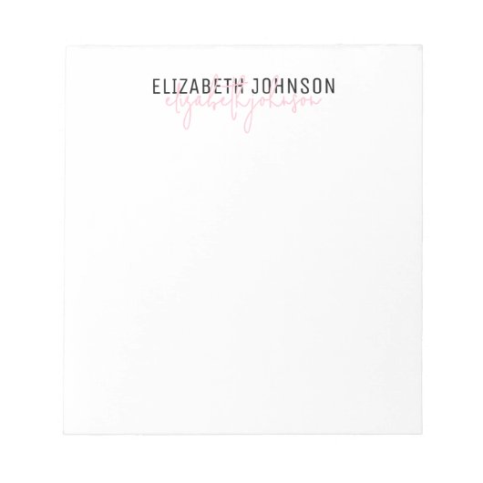 Elegant Script Zwart Roze Klassiek Notitieblok (Voorkant)