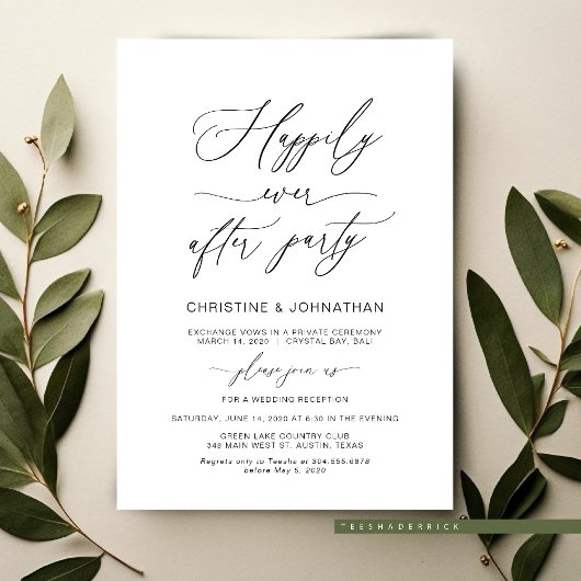 Elegant Script, Zwart, Trouw Elopement Kaart