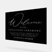Elegant Script Zwart Unplugged Ceremony Bruiloft Acryl Bord (Hoek)