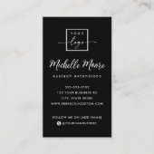 Elegant script zwart verticaal aangepaste logo visitekaartje (Voorkant)
