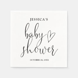 Elegant script zwart-wit Baby shower Servet