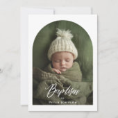 Elegant Script Zwart & Wit Boog Fotodoop Kaart (Voorkant)