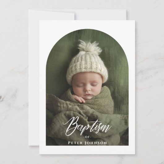 Elegant Script Zwart & Wit Boog Fotodoop Kaart (Voorkant)