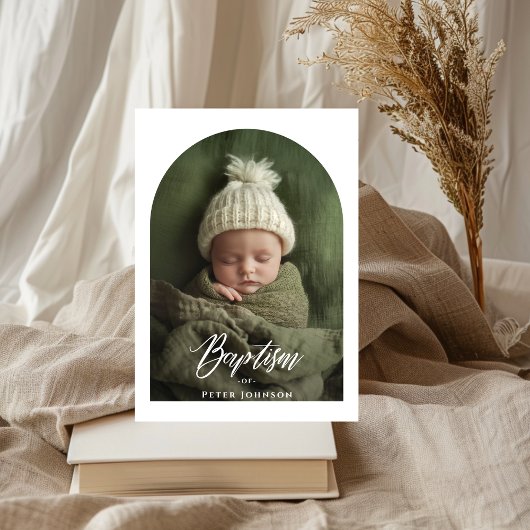 Elegant Script Zwart & Wit Boog Fotodoop Kaart