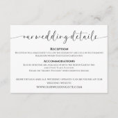 Elegant Script zwart-wit bruiloft details Informatiekaartje (Voorkant)