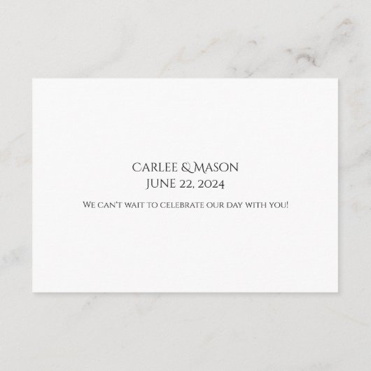 Elegant Script zwart-wit bruiloft details Informatiekaartje (Achterkant)