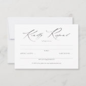 Elegant Script Zwart-wit Bruiloft Eenvoudige RSVP (Voorkant)