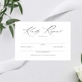 Elegant Script Zwart-wit Bruiloft Eenvoudige RSVP Kaartje