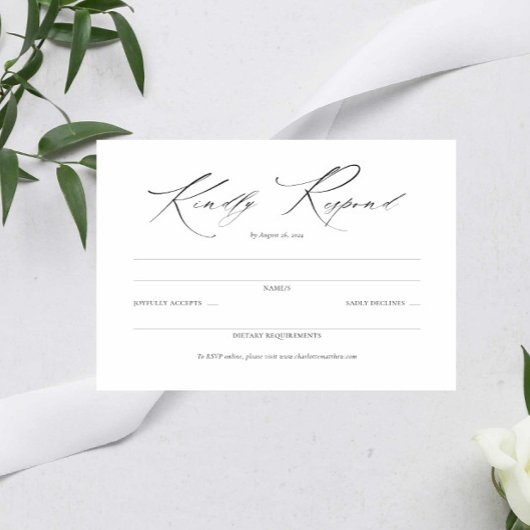Elegant Script Zwart-wit Bruiloft Eenvoudige RSVP Kaartje