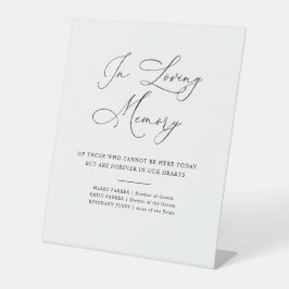 Elegant script zwart-wit bruiloft gedenkteken reclamebord met voetstuk