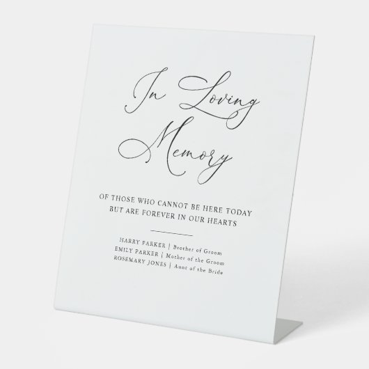 Elegant script zwart-wit bruiloft gedenkteken reclamebord met voetstuk (Voorkant)