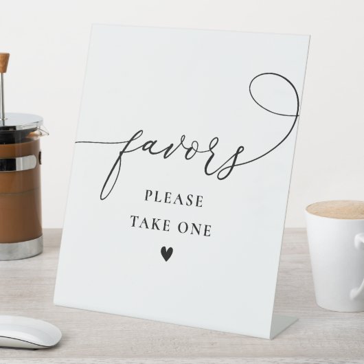 Elegant script Zwart-wit bruiloft gunsten teken Reclamebord Met Voetstuk (Insitu)