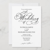 Elegant script zwart-wit bruiloft kaart (Voorkant)