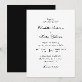 Elegant Script Zwart-Wit Bruiloft Kaart