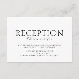 Elegant Script Zwart & Wit bruiloft receptie Informatiekaartje