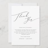 Elegant Script Zwart Wit Bruiloft Receptie Tafel Bedankkaart (Voorkant)