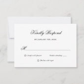 Elegant Script Zwart-wit bruiloft RSVP Kaartje (Voorkant)