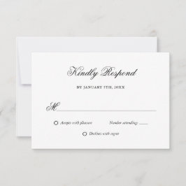 Elegant Script Zwart-wit bruiloft RSVP Kaartje
