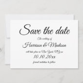 Elegant script zwart-wit Bruiloft Save The Da Date (Voorkant)