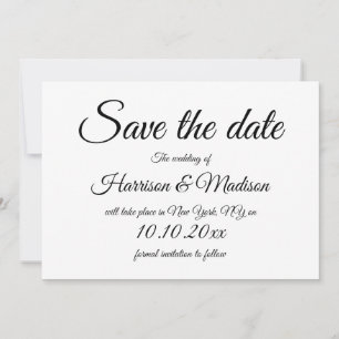 Elegant script zwart-wit Bruiloft Save The Da Date