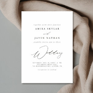 Elegant script zwart-wit budget bruiloft kaart