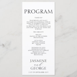 Elegant Script Zwart & Wit Chic Wedding Programmakaart