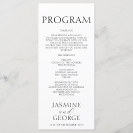 Elegant Script Zwart & Wit Chic Wedding Programmakaart