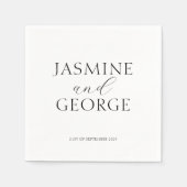 Elegant Script Zwart & Wit Chic Wedding Servet (Voorkant)