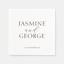 Elegant Script Zwart & Wit Chic Wedding Servet